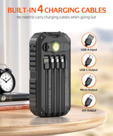 QiSa Cargador solar de 40000 mAh, 4 cables integrados y manivela, c...