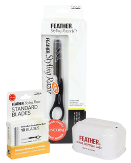Feather - Kit estándar de maquinilla de afeitar de detalle - Mango...