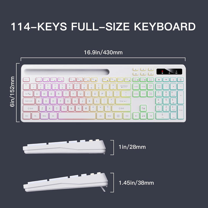 Soueto - Teclado inalámbrico con retroiluminación RGB de 7 colores,...