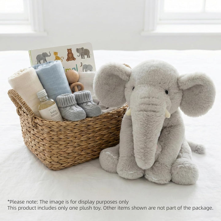 WEIGEDU Elefante de peluche gris de 13" - Juguete de felpa para...