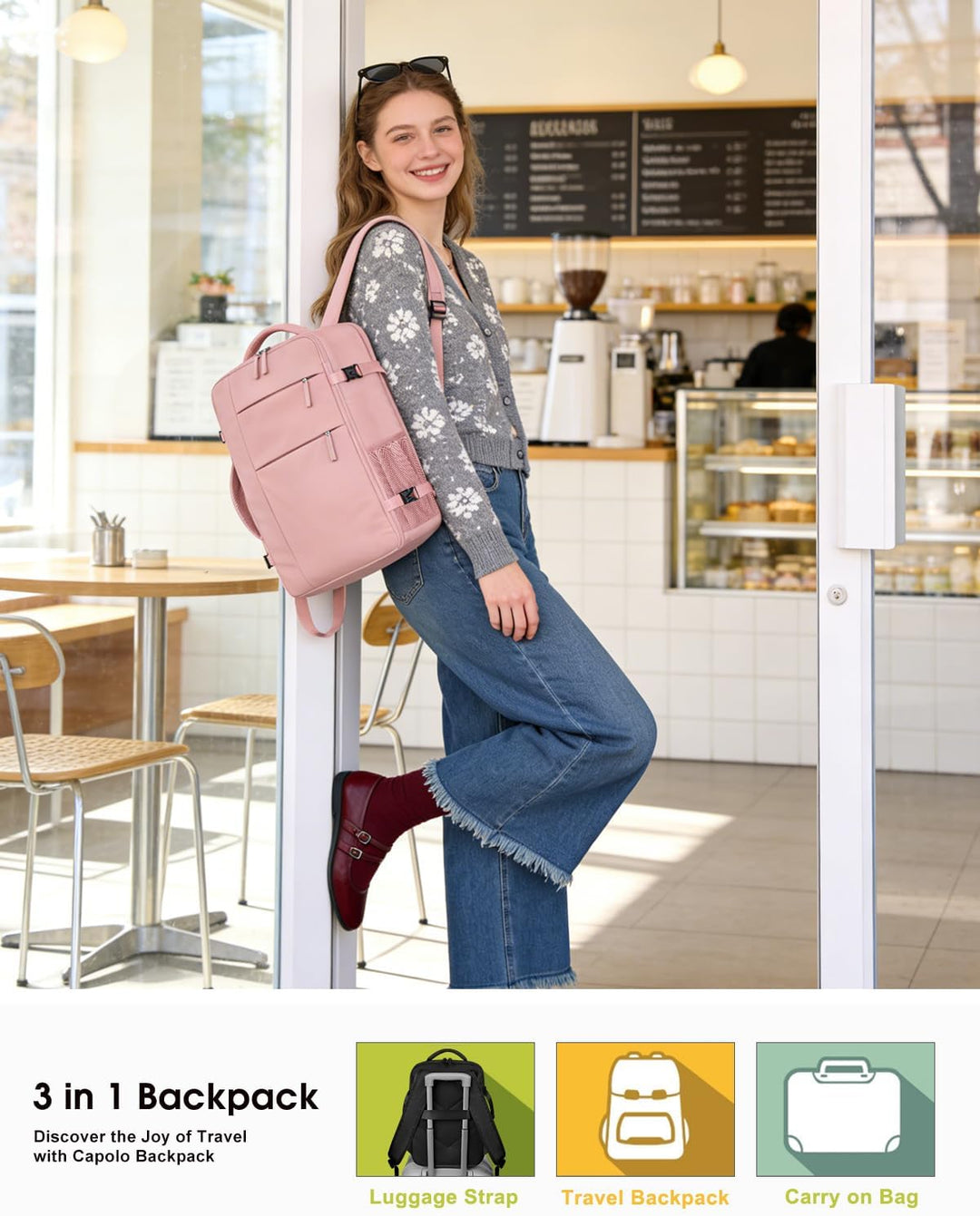 Mochila de viaje Capolo para mujeres y hombres, mochila impermeable...