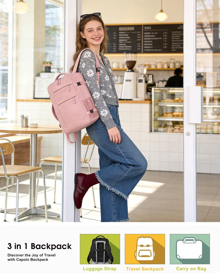 Mochila de viaje Capolo para mujeres y hombres, mochila impermeable...