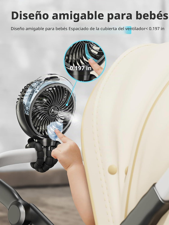 Ventilador de cochecito nebulizador, ventilador portátil con baterí...