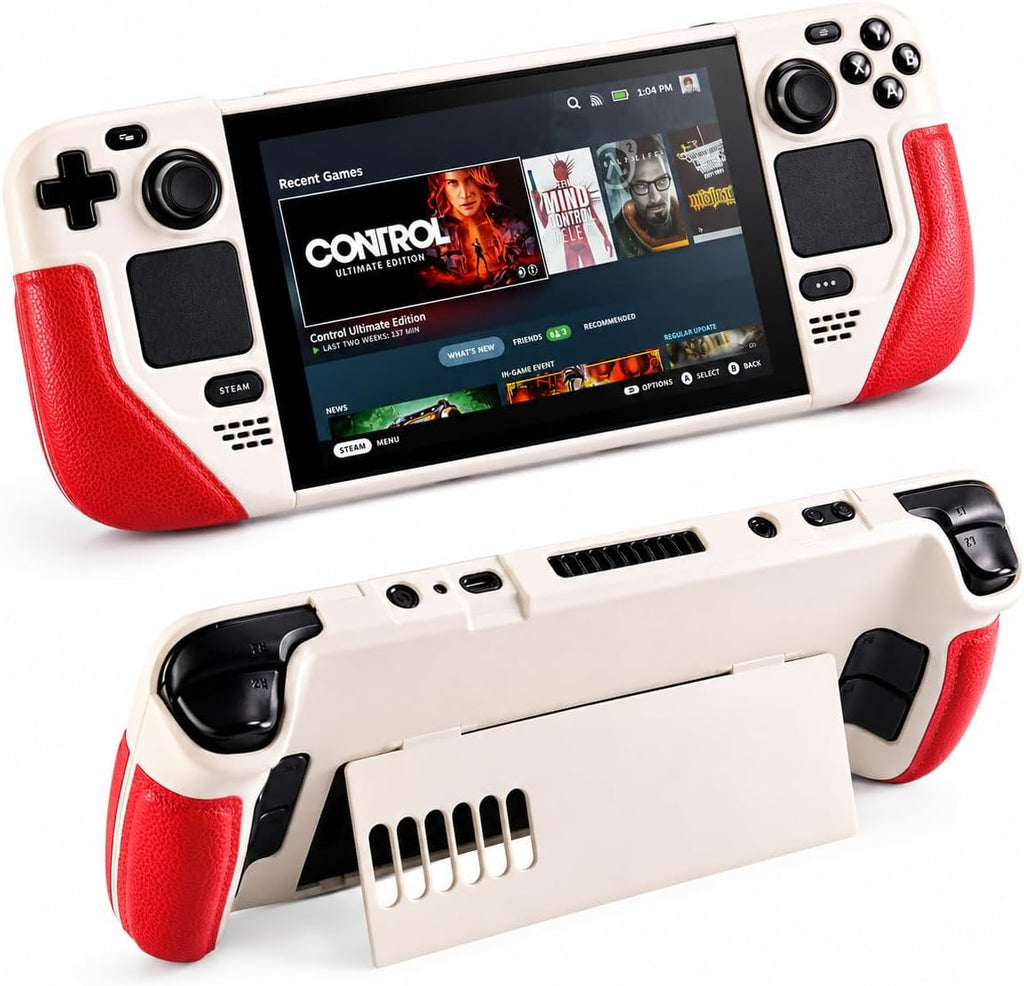 UYIYE Funda con función atril para Steam Deck OLED y LCD, agarre de piel