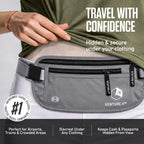 VENTURE 4TH Cinturón de dinero de viaje, RFID Bloqueo Titular de pasaporte - Plata