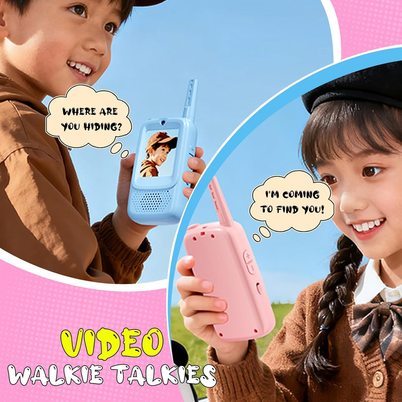 Walkie Talkies de video para niños con pantalla de