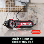 SKIL - Destornillador recargable Twist 2.0 de 4 V con cabeza giratoria, ajuste de torque, cable de carga USB-C y juego de 2 brocas - SD5619-01
