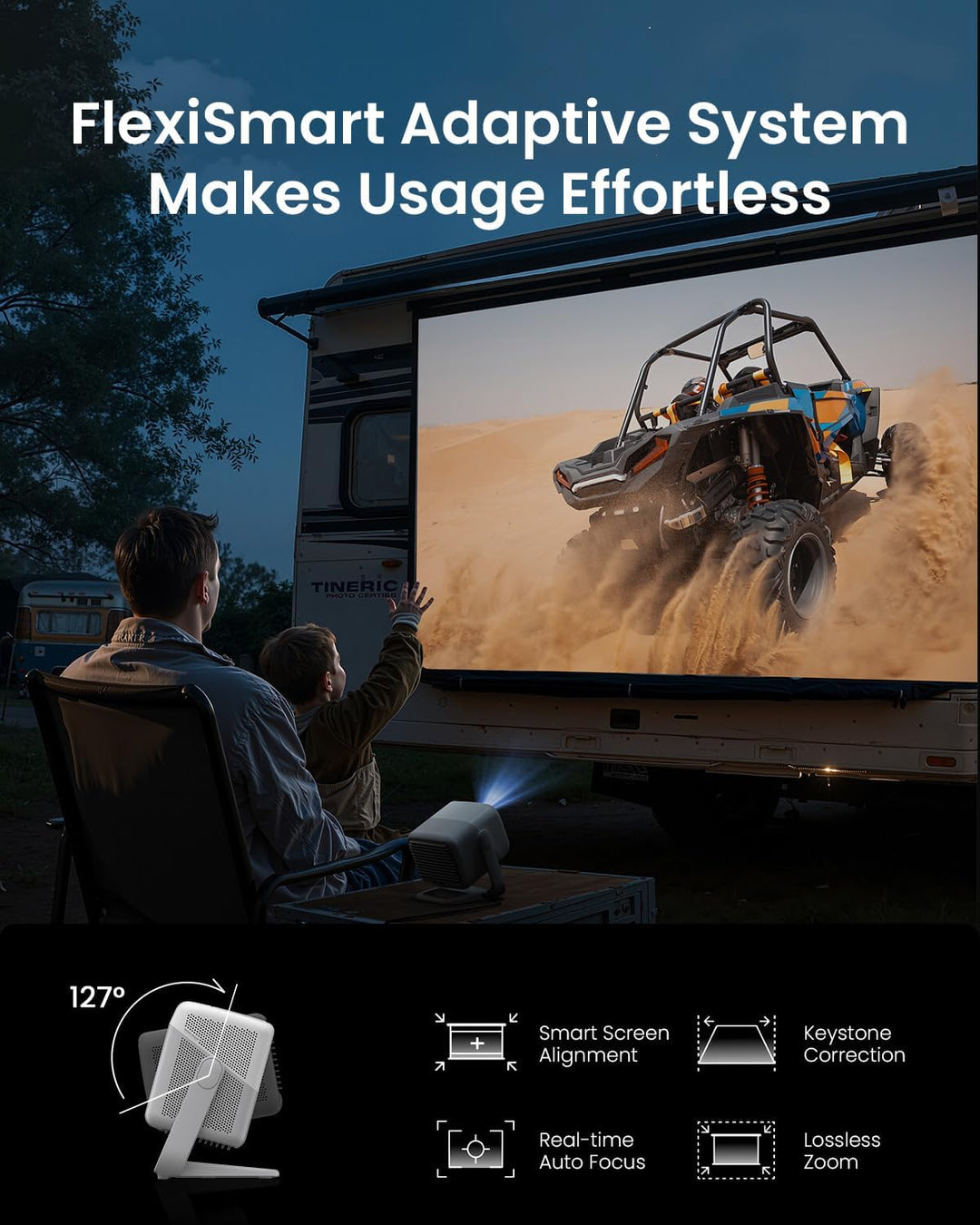 JMGO Proyector portátil inteligente N1S 4K, triple láser, 1100 lúme...