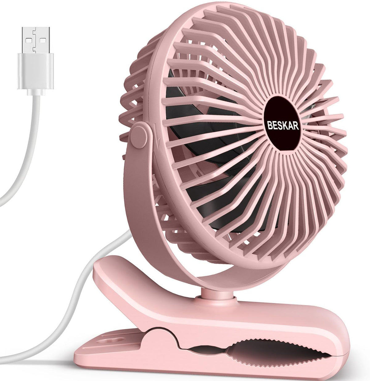 BESKAR Ventilador pequeño de clip, ventiladores USB de 3 velocidade...