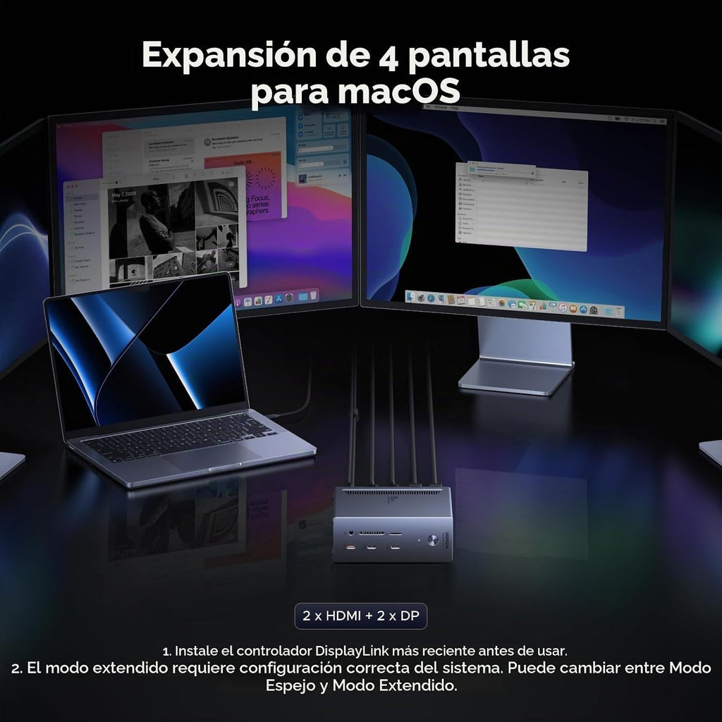 UGREEN Estación de acoplamiento USB-C DisplayLink, monitor cuádruple