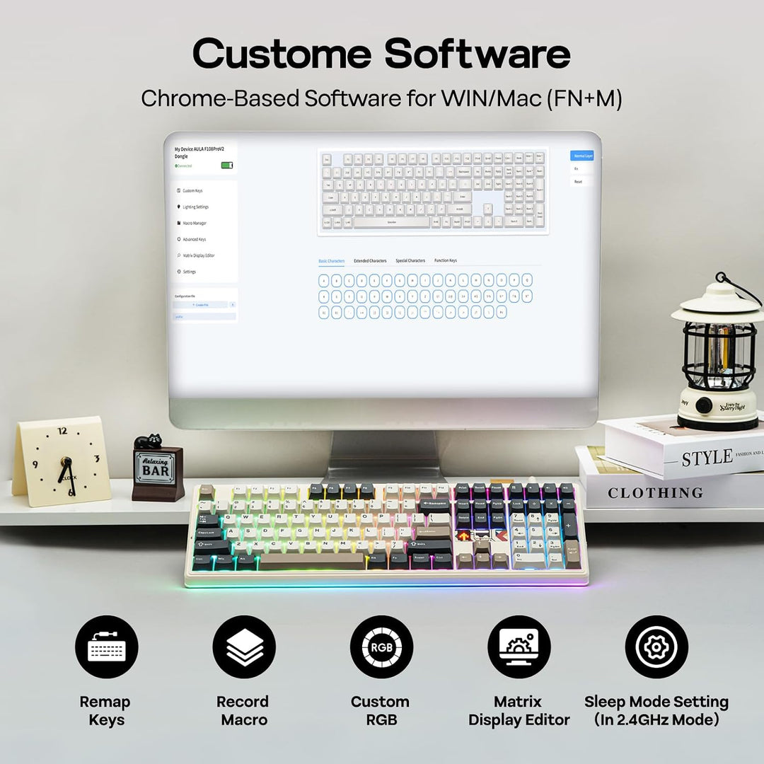 EPOMAKER X Aula F108 PRO V2 - Teclado inalámbrico para juegos con b...