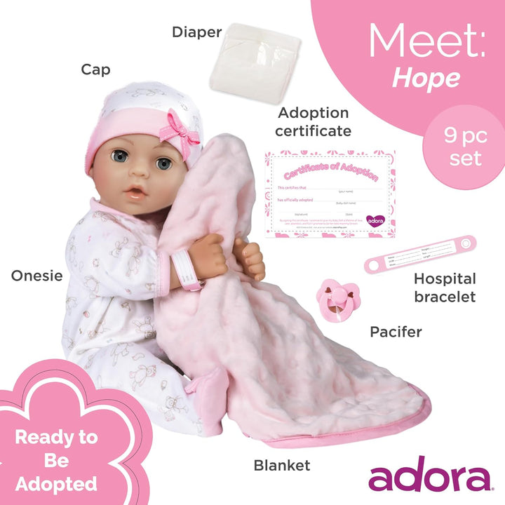 Adora muñeca bebé niña de 16 pulgadas con accesorios, juego de 9 pi...