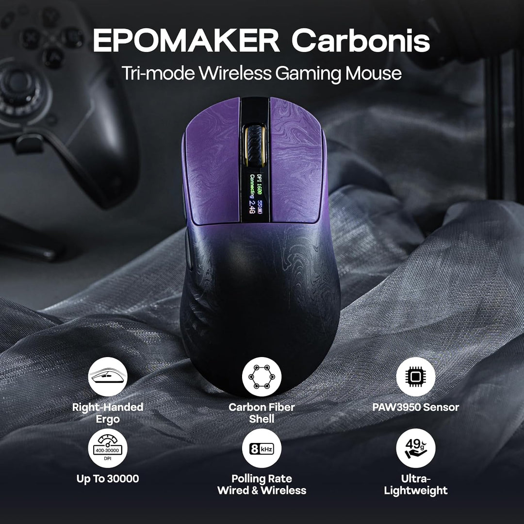 EPOMAKER Carbonis - Mouse inalámbrico para juegos con pantalla digi...