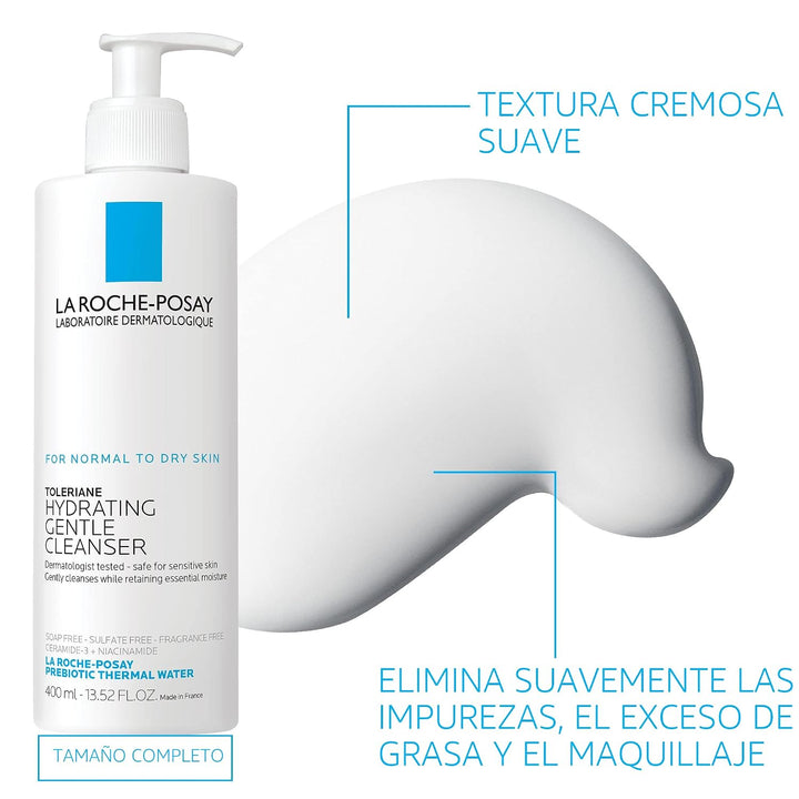La Roche-Posay Toleriane - Limpiador facial suave e hidratante, lim...