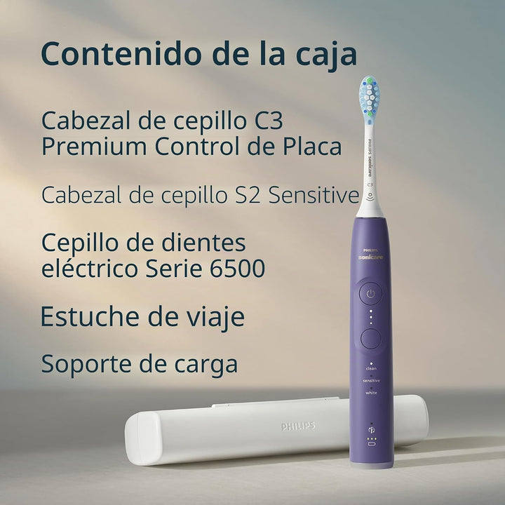 Philips Sonicare 6500 Cepillo de dientes eléctrico recargable, 2 ca...