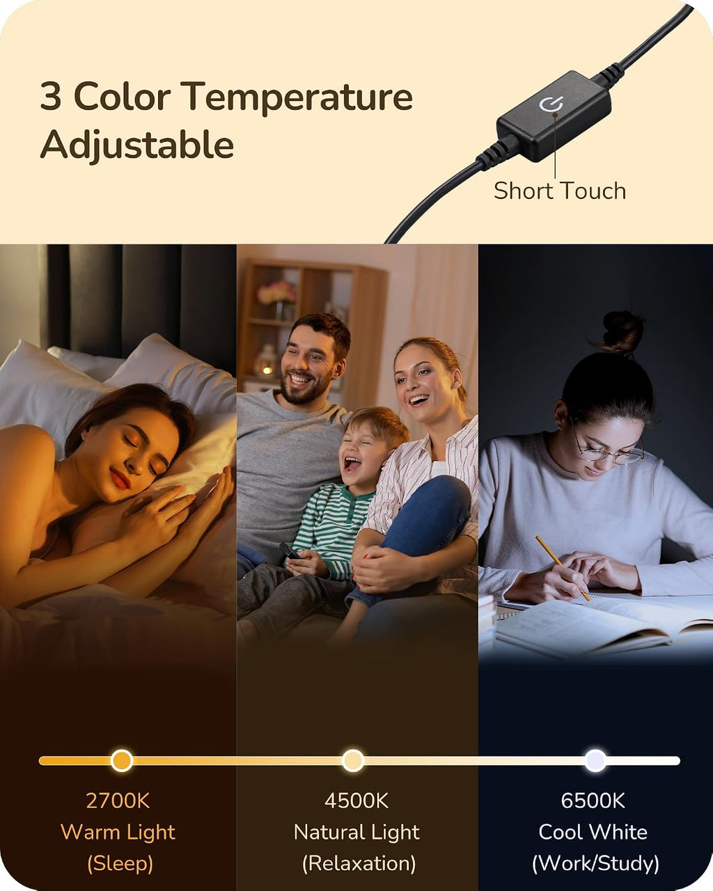 Lámpara EDISHINE Juego de 2 lámparas de mesa LED, modernas lámparas de escritorio