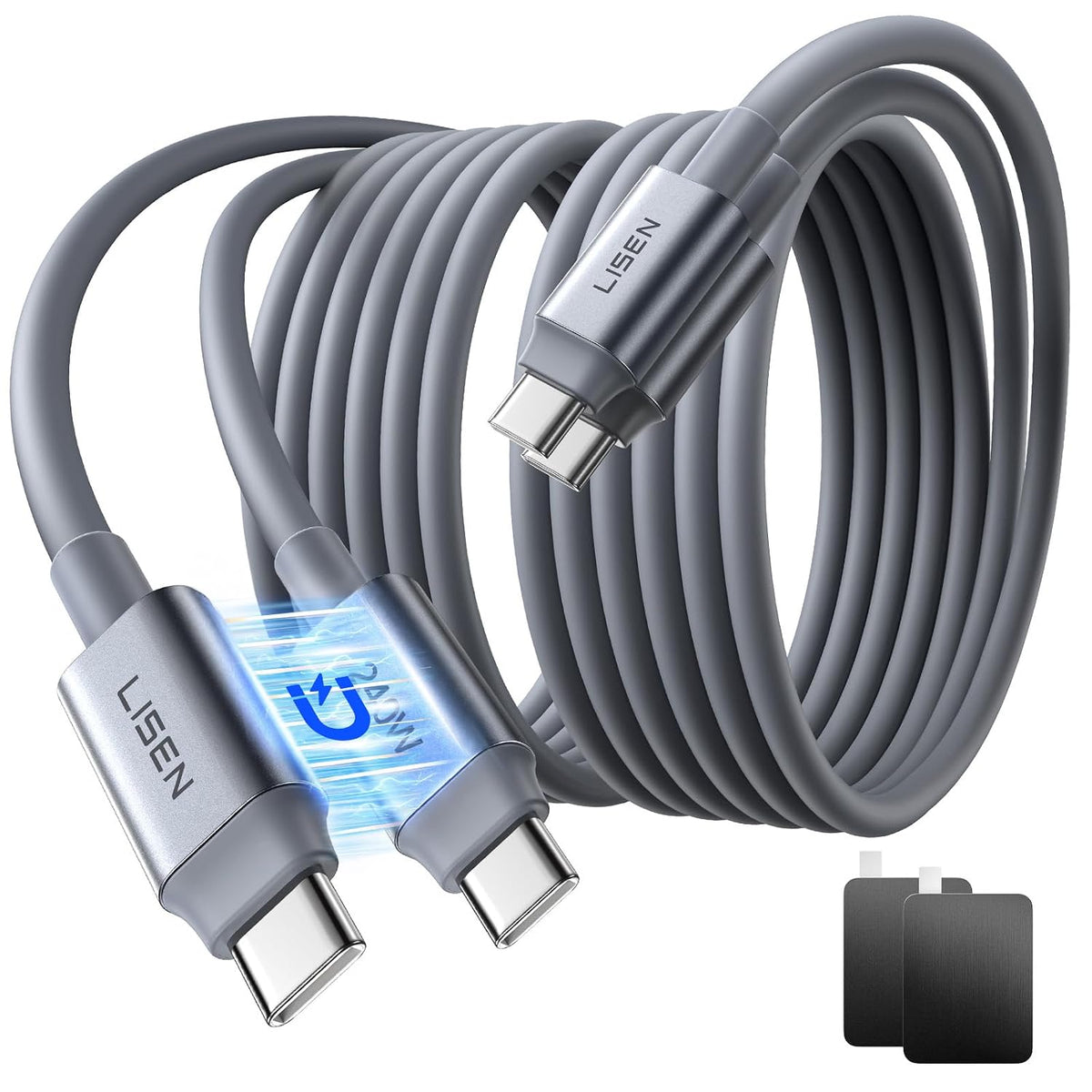 LISEN Tap 1 S Cable de Almacenamiento, 240W C a C Cable Carga Rápida (2 Paquetes 5FT)