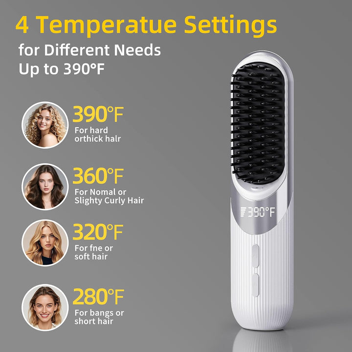 Cepillo de peinado inalámbrico 2 en 1 AI Smart Styler calor rápido...
