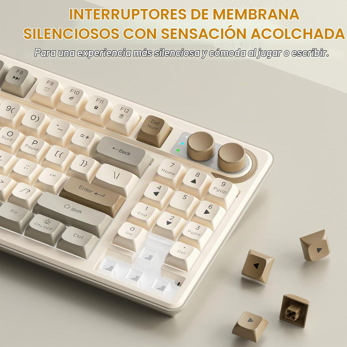 SOLAKAKA SK90 Teclado inalámbrico para juegos al 75% con perilla mu...