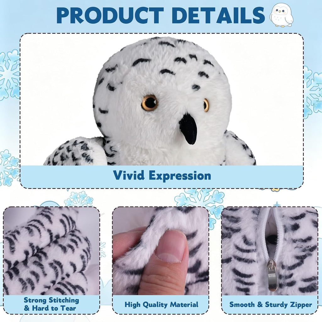 Juego de 5 piezas de animales de peluche de búho nevado, juguete de peluche