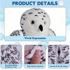 Juego de 5 piezas de animales de peluche de búho nevado, juguete de peluche