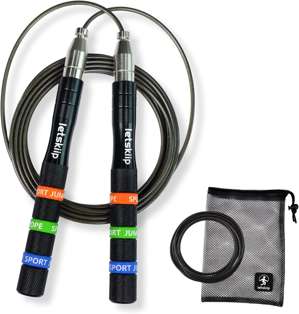 Cuerda de salto de velocidad de aluminio autobloqueante, juego de 2 cables