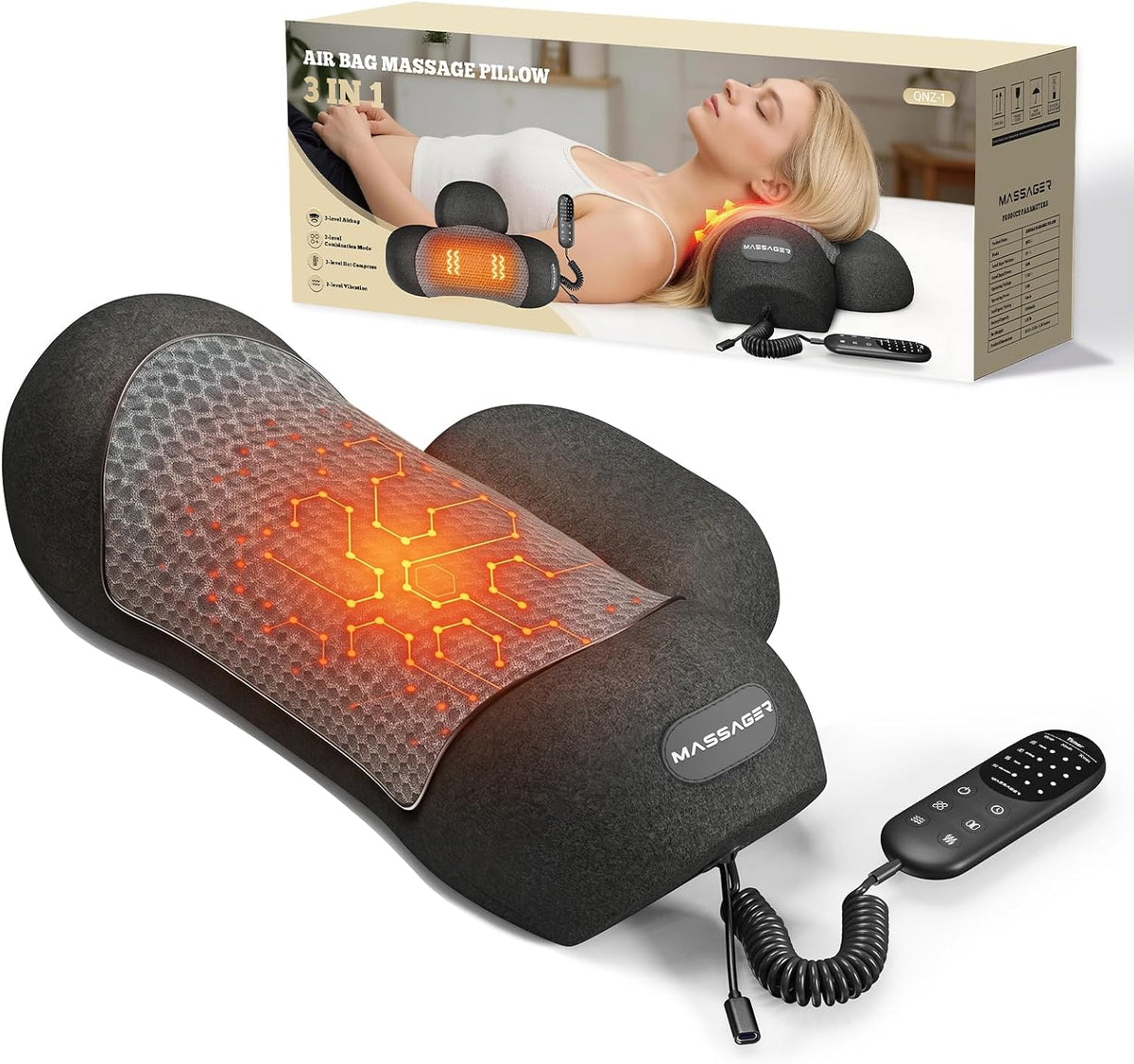 Masajeador de cuello inalámbrico 3 en 1 2026 con calor, vibración y