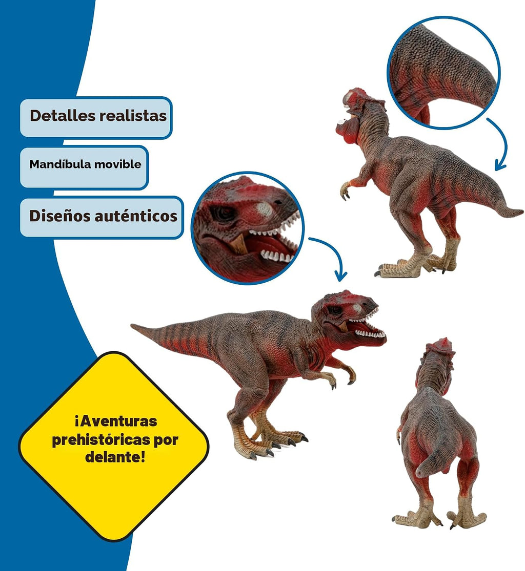 Schleich Dinosaurios – Juego de 4 piezas de dinosaurios rojos para niños y niñas – con figura de T Rex, Allosaurus, Intrepidus y Majungasaurus – Figura de dinosaurio realista de la era jurásica para