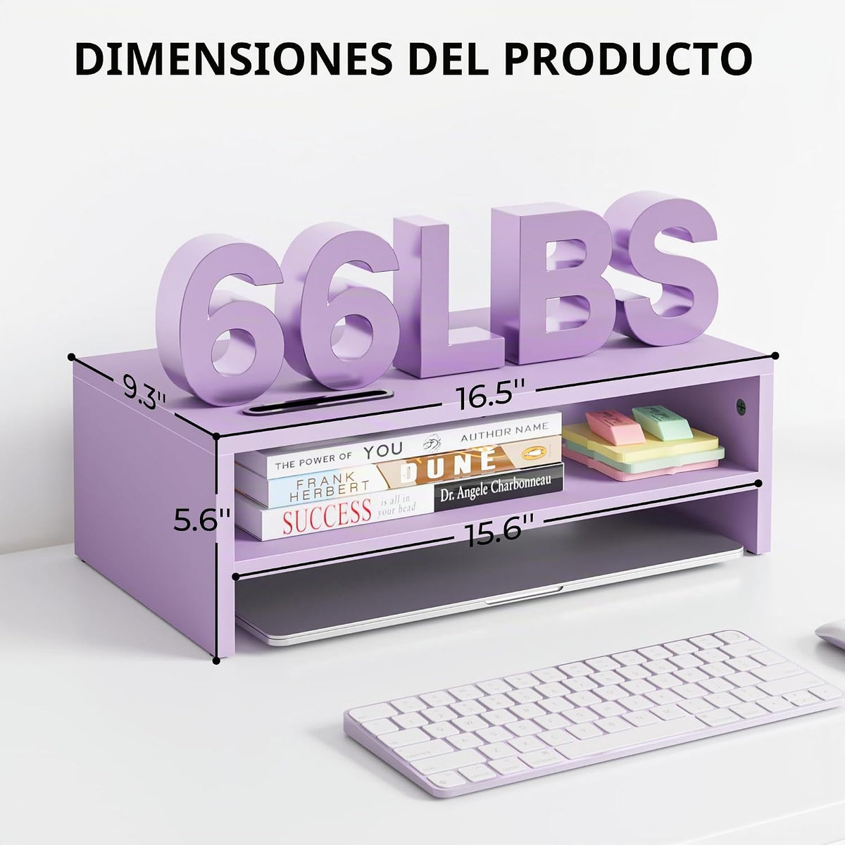 BONTEC Soporte de madera para monitor elevador de escritorio, soporte para monitor de 2 niveles