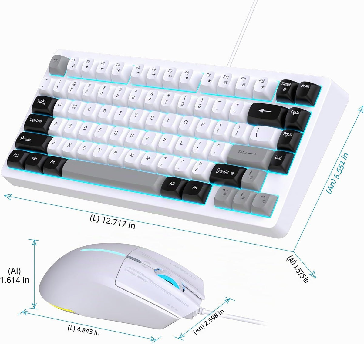 Snpurdiri Combo de teclado y mouse con cable, teclado mecánico comp...
