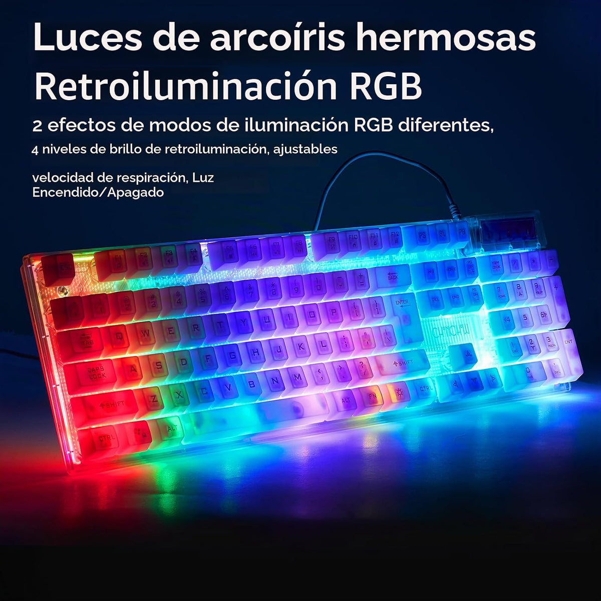 Combo de teclado y mouse LED con cable, 10 efectos retroiluminados RGB para