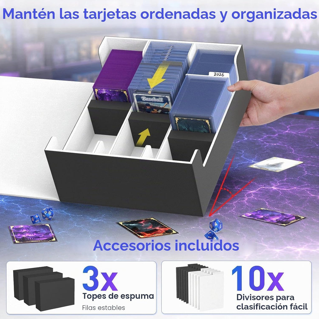 Mlikero Funda para tarjetas coleccionables de 1800 +, caja de almacenamiento para tarjetas intercambiables, compatible con toploader y soporte magnético, caja de cubierta de cuero con cierre magnético