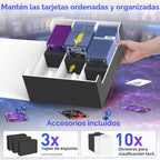Mlikero Funda para tarjetas coleccionables de 1800 +, caja de almacenamiento para tarjetas intercambiables, compatible con toploader y soporte magnético, caja de cubierta de cuero con cierre magnético