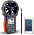BT-100APP Anemómetro con Bluetooth Inalámbrico, Medidor de Velocidad del Viento Digital de Mano para Frio del Viento, Velocidad del Aire, Temperatura, Galga de Anemómetro de Vana