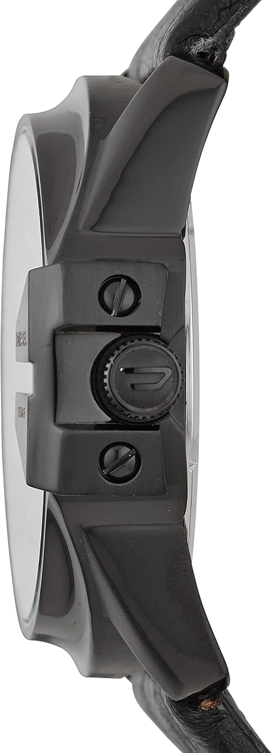 Diesel Master Chief Reloj para hombre, acero inoxidable y cuero, analógico de tres manecillas, color negro