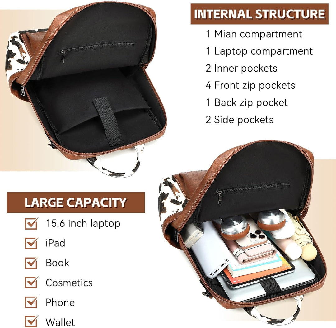 AGLOD Mochila de cuero vegano para computadora portátil para mujer,...