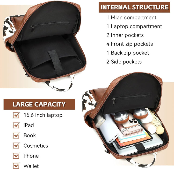 AGLOD Mochila de cuero vegano para computadora portátil para mujer,...
