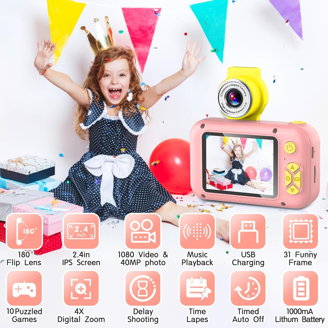ARNSSIEN Cámara para niños, cámara digital de juguete para niños pe...