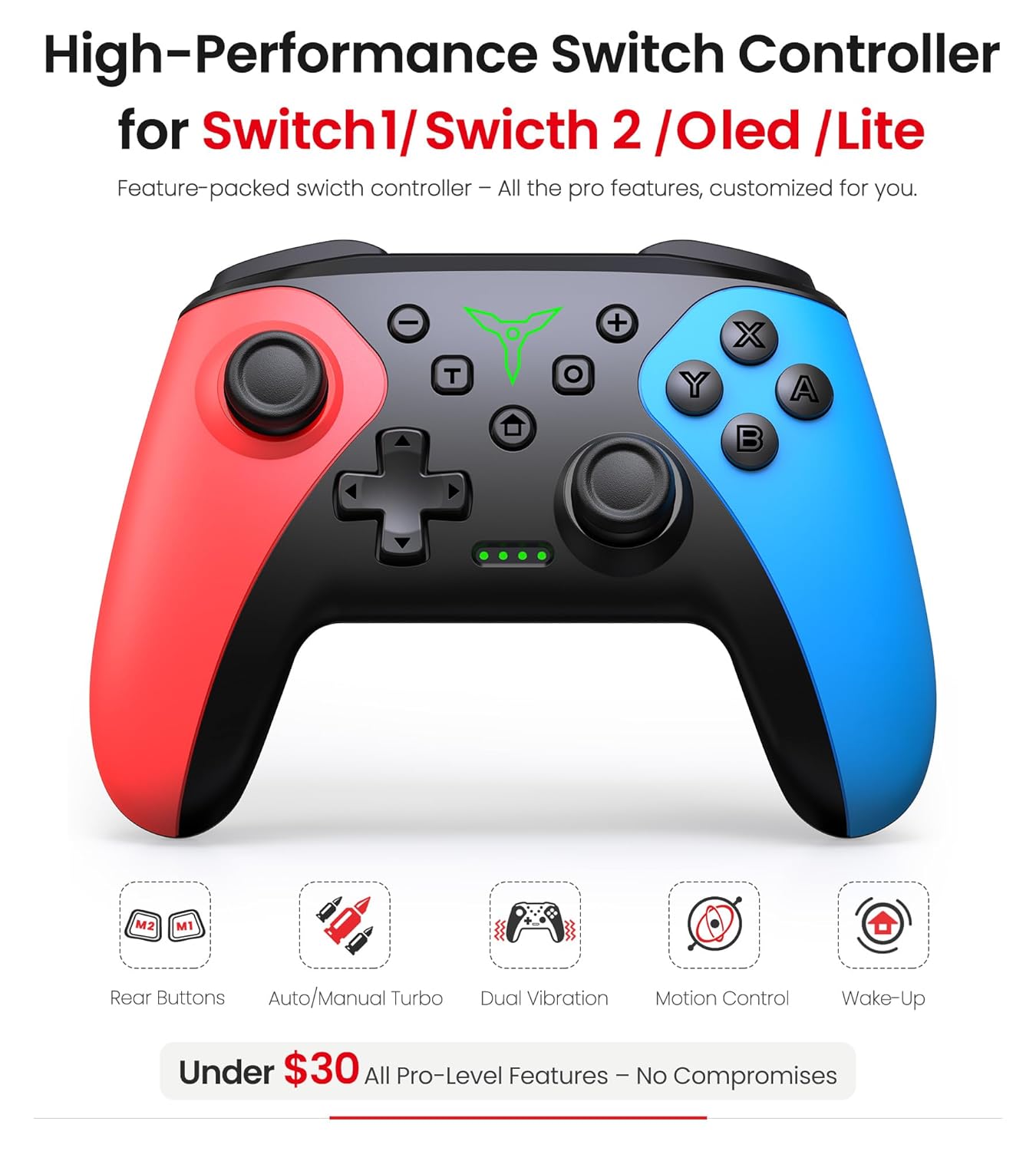 Wireless Switch Controller for Nintendo Switch\/Switch 2\/Lite\/OLE...