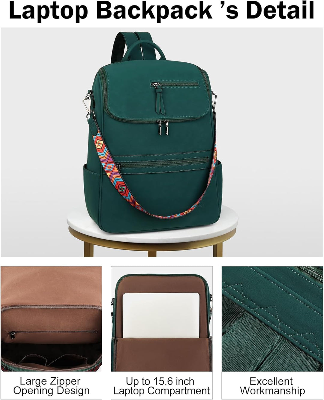FADEON Mochila para computadora portátil para mujer, mochila de via...