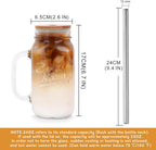 Tarro Mason con tapa y pajilla, tarros Mason de boca regular de 24 onzas con asa, vasos reutilizables, botellas de agua para batidos para café helado, clásico