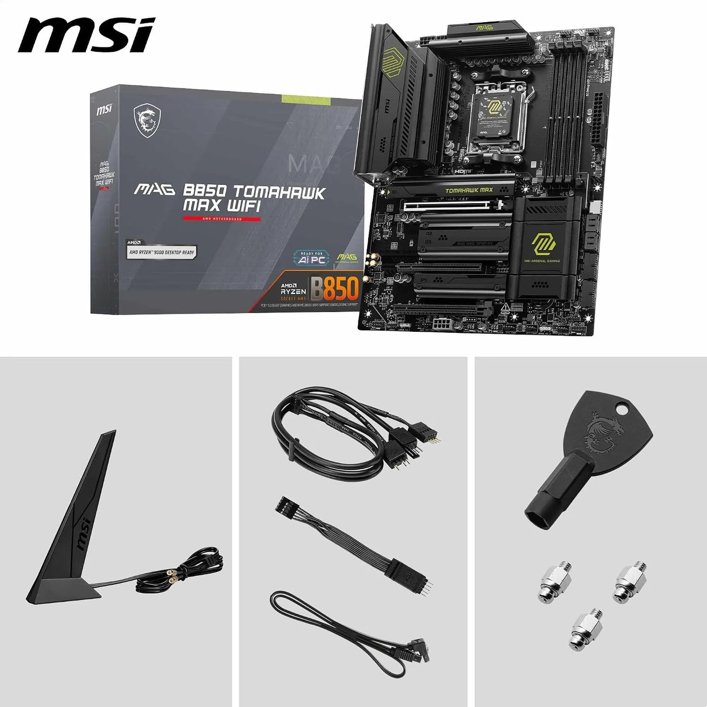 MSI MAG B850 Tomahawk MAX WiFi Motherboard, ATX - Compatible con pr...