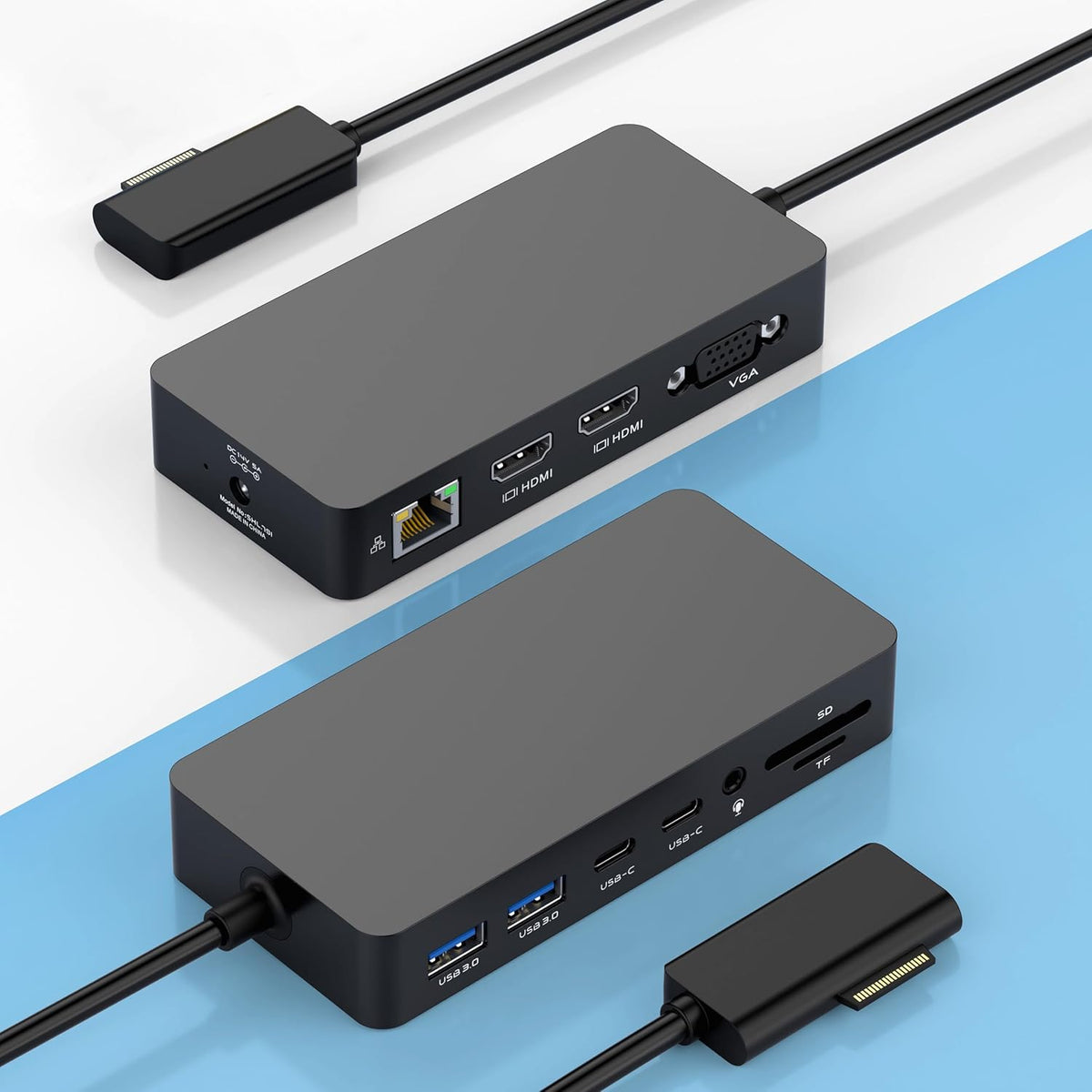 Estación de acoplamiento para superficie con pantallas triples HDMI + VGA dual con adaptador de corriente, 12 en 1 Surface Dock 2 para Microsoft Surface Pro 12/11/10/9/8/X/7/6/5/4/3, Surface Laptop 7