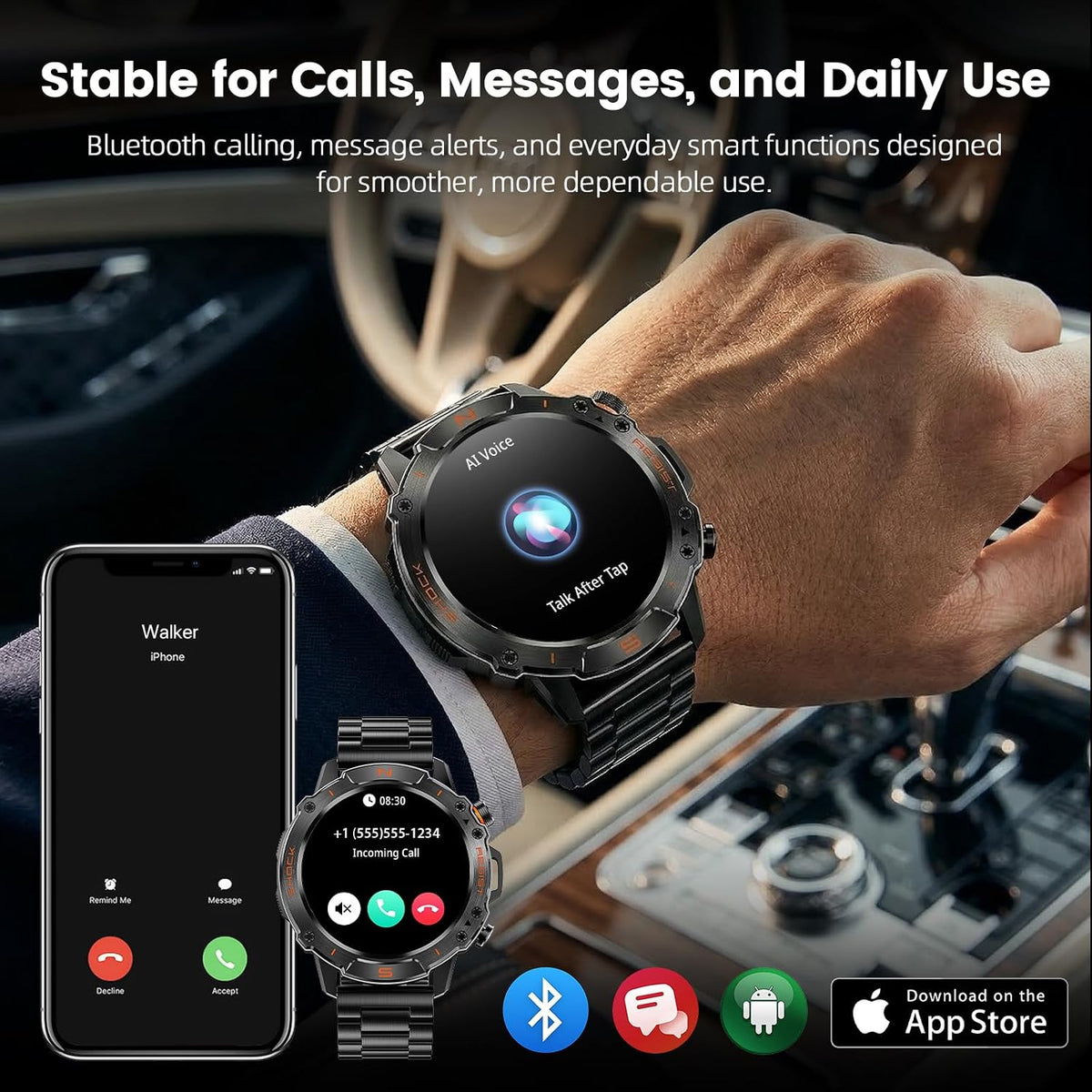 Reloj inteligente resistente para hombres, resistente al agua 5ATM