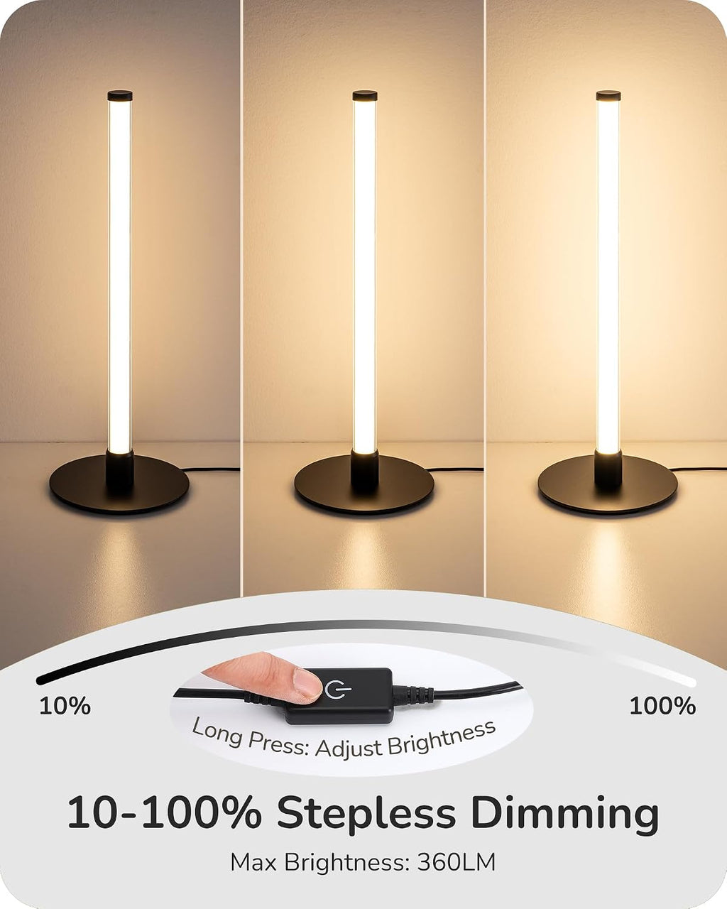 Lámpara EDISHINE Lámpara de mesa delgada LED, moderna lámpara de escritorio delgada