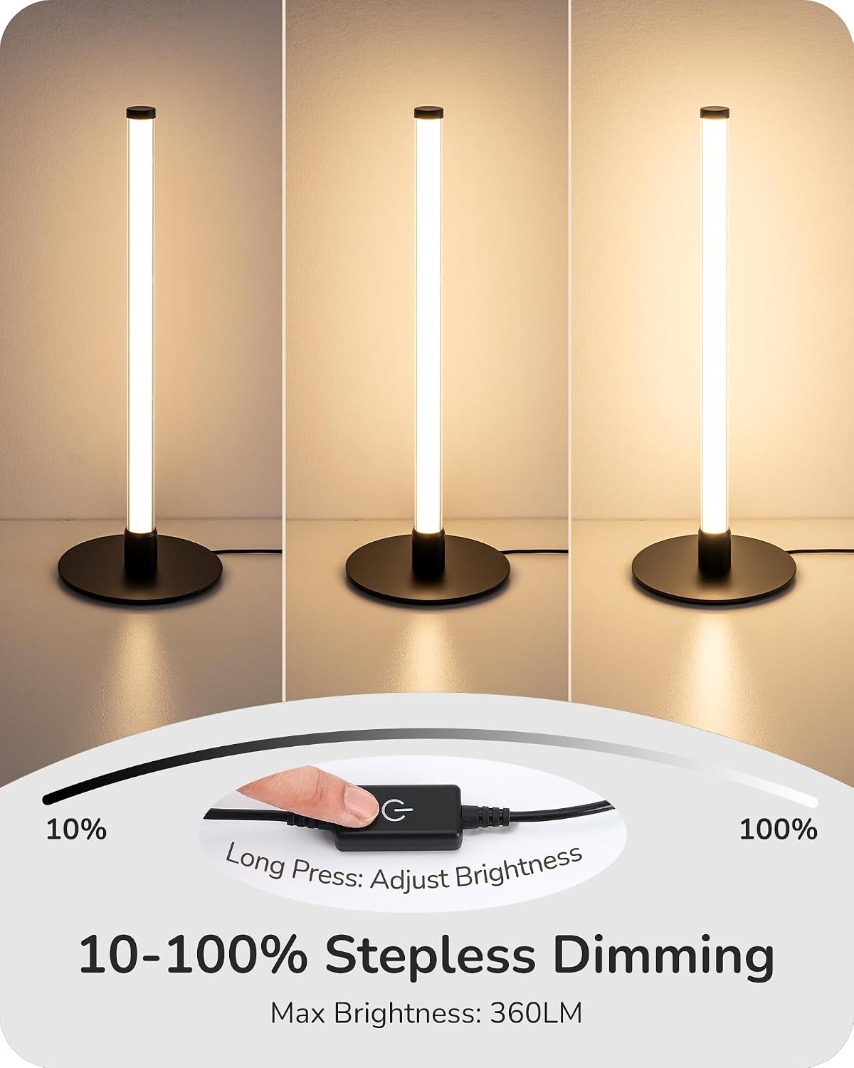Lámpara EDISHINE Lámpara de mesa delgada LED, moderna lámpara de escritorio delgada