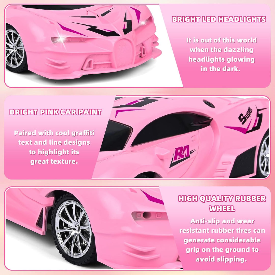 KULARIWORLD Coche de Control Remoto Rosa para Niñas, Coches RC de D...