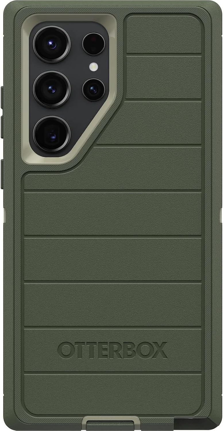 OtterBox Funda para Galaxy S23 Ultra (solamente) - Serie Defender - Lichen the Trek (verde), resistente y duradera - con protección de puerto - solo funda - Protección de defensa microbiana - Embalaje