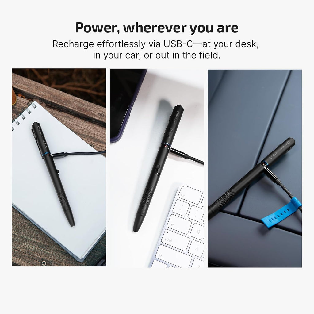 OLIGHT O'Pen 3 Pen - Linterna EDC recargable USB-C, color negro