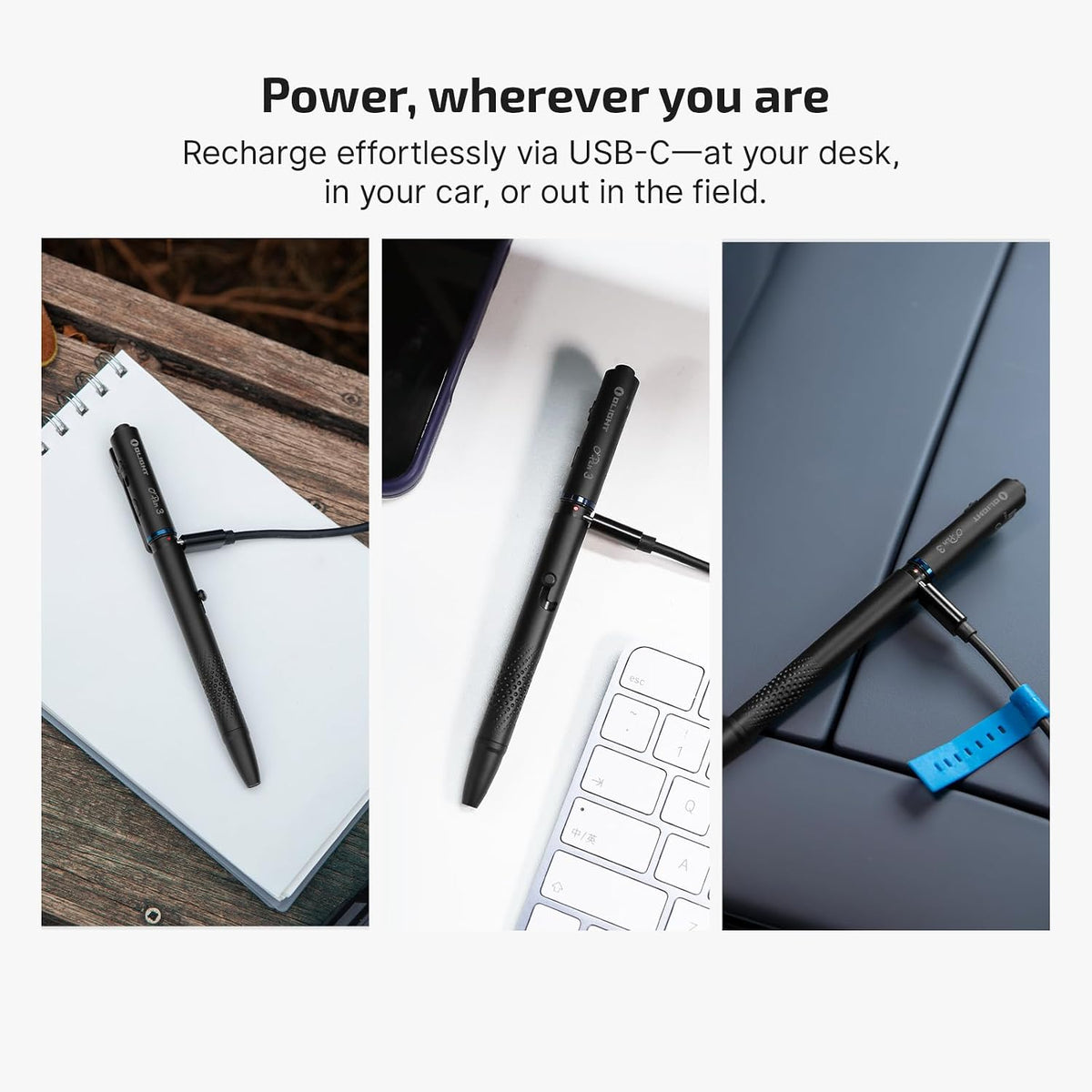 OLIGHT O'Pen 3 Pen - Linterna EDC recargable USB-C, color negro